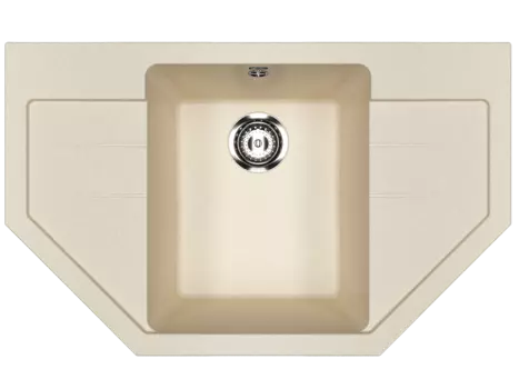 Кухонная мойка Ulgran Classic 78 см U-609-328 бежевая, угловая односекционная реверсивная