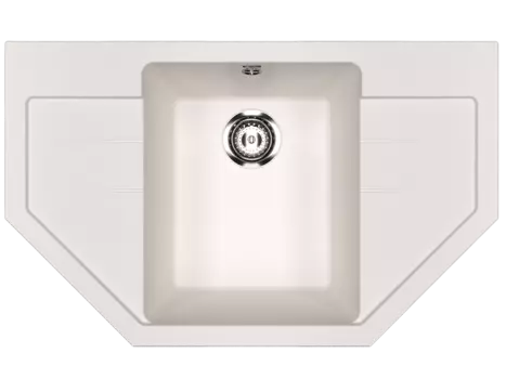 Кухонная мойка Ulgran Classic 78 см U-609-331 белая, угловая односекционная реверсивная