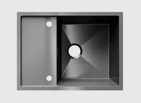 Кухонная мойка Ulgran Steel 68 см US 680-002 реверсивная, черная брашированная сталь + Колландер