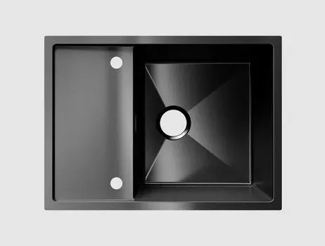 Кухонная мойка Ulgran Steel 68 см US 680-003 реверсивная, вороненая сталь + Колландер
