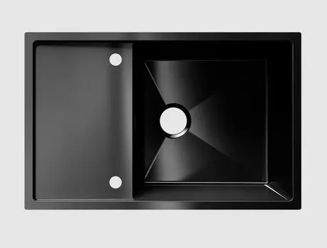 Кухонная мойка Ulgran Steel 78 см US 780-003 реверсивная, вороненая сталь + Колландер