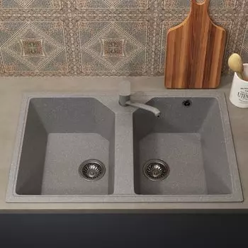 Кухонная мойка Uperwood ECON UPD-402-003 77 см 2 чаши, серая матовая