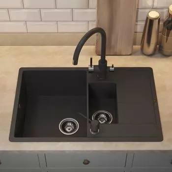 Кухонная мойка Uperwood Quartz Premium UPD-05-04 78 см двухсекционная, черная