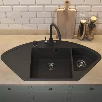 Кухонная мойка Uperwood Quartz Premium UPD-06-04 101 см угловая двухсекционная, черная