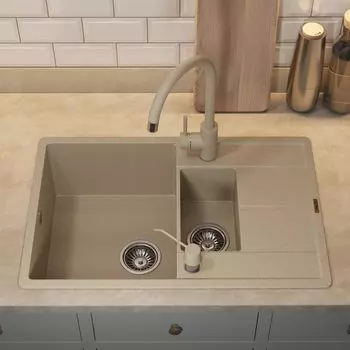 Кухонная мойка Uperwood Quartz PremiumUPD-05-02 78 см двухсекционная, бежевая
