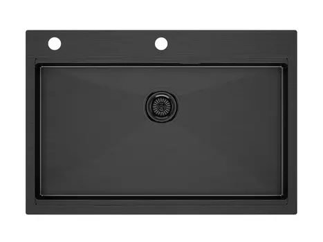 Кухонная мойка встраиваемая Paulmark VAST-PRO 75 см PM707551-GM вороненая сталь