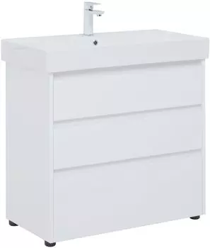 Мебель для ванной Aquanet Nova Lite 85 см белая глянцевая 3 ящика