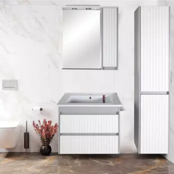 Мебель для ванной ASB-mebel Мирано 75 см слоновая кость, шиншилла серая