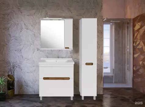 Мебель для ванной ASB-mebel Вита 80 см белый, дуб золото