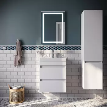 Мебель для ванной Iddis Zodiac 50 см напольная белая матовая 2 ящика