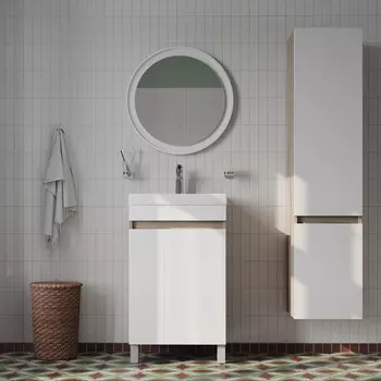 Мебель для ванной Iddis Zodiac 50 см напольная белая матовая коричневый корпус