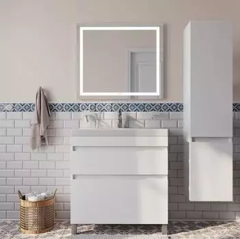 Мебель для ванной Iddis Zodiac 80 см напольная белая матовая 2 ящика