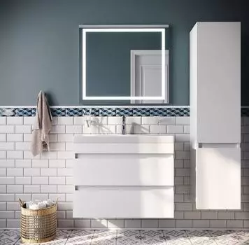 Мебель для ванной Iddis Zodiac 80 см подвесная белая матовая 2 ящика