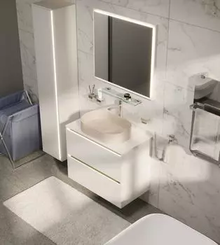 Мебель для ванной комнаты Allen Brau Activity 90 см подвесная, белая матовая, черная брашированная