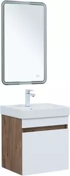 Мебель для ванной комнаты Aquanet Оптима 50 см 00344790 подвесная, дуб рустикальный, белый сатин