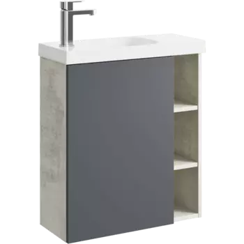 Мебель для ванной комнаты Aqwella Alba 60 см левая, подвесная, бетон светлый, фасад серый
