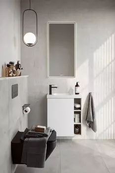 Мебель для ванной комнаты Aqwella Alba 60 см левая, подвесная, бетон светлый, фасад белый