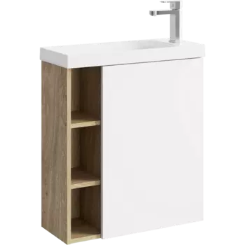 Мебель для ванной комнаты Aqwella Alba 60 см правая, подвесная, дерево светлое, фасад белый
