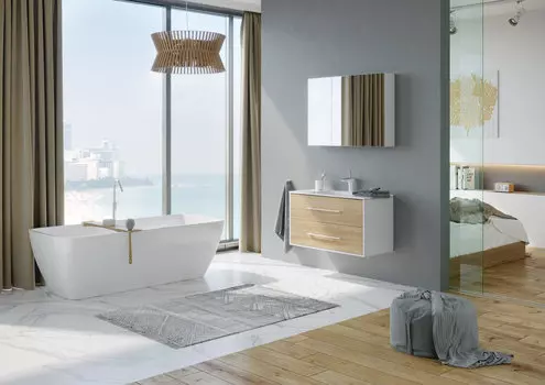 Мебель для ванной комнаты Aqwella Майами 76 см подвесная, дерево светлое