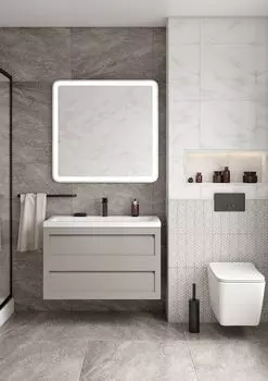 Мебель для ванной комнаты Art-Max Platino 100 см подвесная, светло-серая матовая