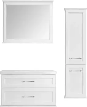 Мебель для ванной комнаты ASB-Woodline Венеция 100 см белый (патина серебро)