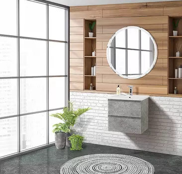 Мебель для ванной комнаты BelBagno Albano-Cer 50 см подвесная, 2 ящика, Cemento Verona Grigio