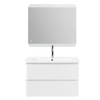 Мебель для ванной комнаты BelBagno Albano-Cer 80 см подвесная, 2 ящика, белая