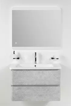 Мебель для ванной комнаты BelBagno Albano-Cer 80 см подвесная, 2 ящика, Cemento Verona Grigio