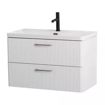 Мебель для ванной комнаты BelBagno Due 80 см белый металлик