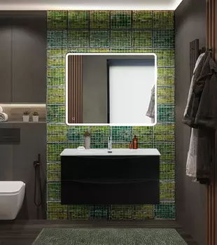 Мебель для ванной комнаты BelBagno MARINO-CER-N 100 см, подвесная, Nero Lucido