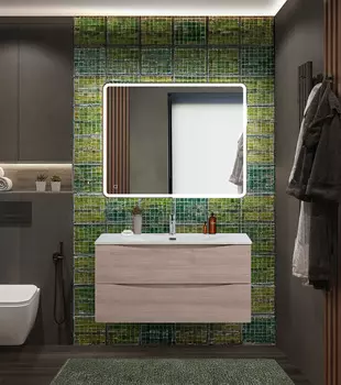 Мебель для ванной комнаты BelBagno MARINO-CER-N 100 см, подвесная, Rovere Grigio