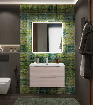 Мебель для ванной комнаты BelBagno MARINO-CER-N 80 см, подвесная, Rovere Grigio