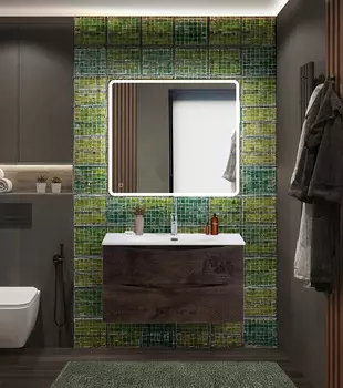 Мебель для ванной комнаты BelBagno MARINO-CER-N 90 см, подвесная, Rovere Nature Grigio