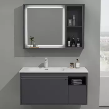 Мебель для ванной комнаты Black&White Universe 100 см матовый серый