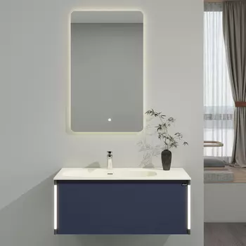 Мебель для ванной комнаты Black&White Universe 100 см матовая темно-синяя