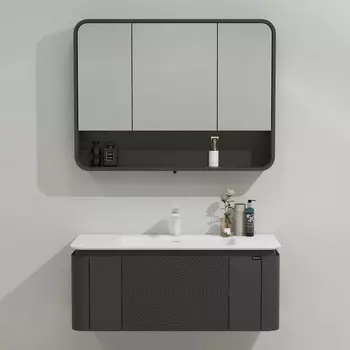 Мебель для ванной комнаты Black&White Universe 100 см матовый серебристый серый