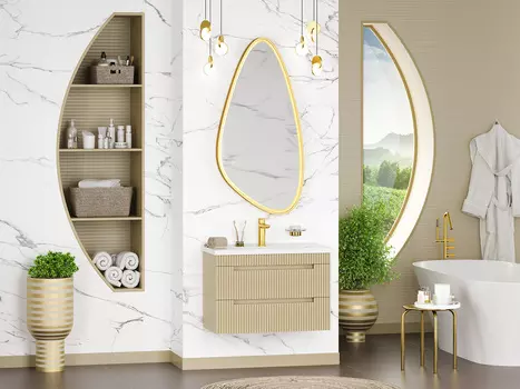 Мебель для ванной комнаты Brevita Ariana 80 см подвесная, капучино