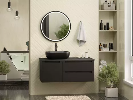 Мебель для ванной комнаты Brevita Cargo 100 см подвесная, черная