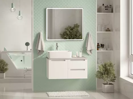 Мебель для ванной комнаты Brevita Cargo 80 см подвесная, белая