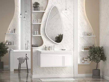 Мебель для ванной комнаты Brevita Cascade 100 см подвесная, белая