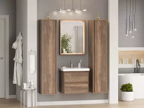 Мебель для ванной комнаты Brevita Dallas 60 см подвесная, темное дерево