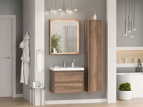 Мебель для ванной комнаты Brevita Dallas 70 см подвесная, темное дерево