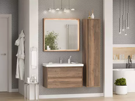 Мебель для ванной комнаты Brevita Dallas 90 см подвесная, темное дерево