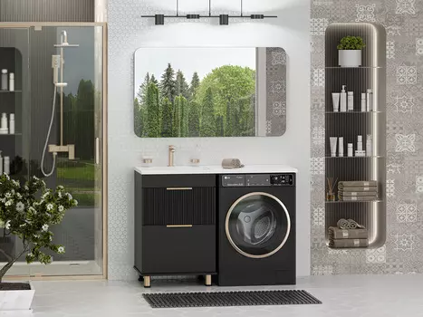 Мебель для ванной комнаты Brevita Enfida 120 см напольная, под стиральную машину, черная