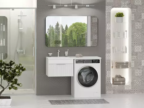 Мебель для ванной комнаты Brevita Enfida 120 см подвесная, под стиральную машину, белая