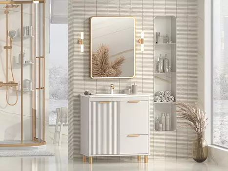 Мебель для ванной комнаты Brevita Risacca 80 см напольная, серая