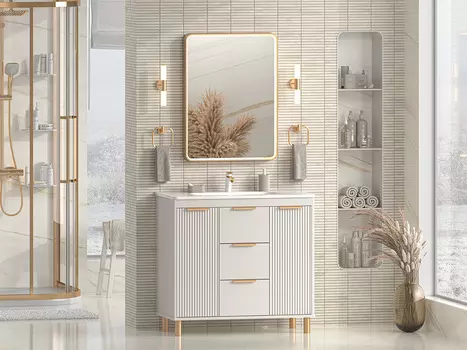 Мебель для ванной комнаты Brevita Risacca 90 см напольная, серая