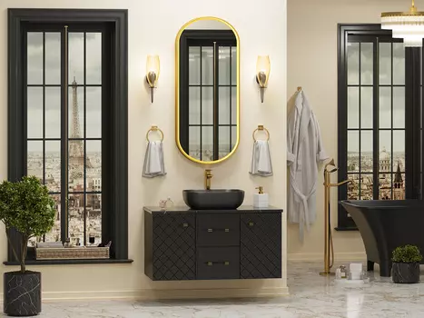 Мебель для ванной комнаты Brevita Shanel 100 см подвесная, черная