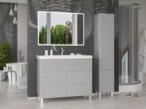 Мебель для ванной комнаты Brevita Victory 105 см напольная, серый шелк