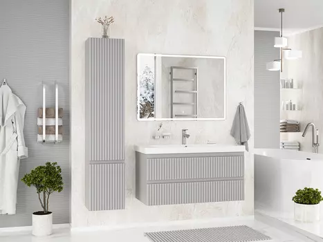 Мебель для ванной комнаты Brevita Victory 105 см подвесная, серый шелк